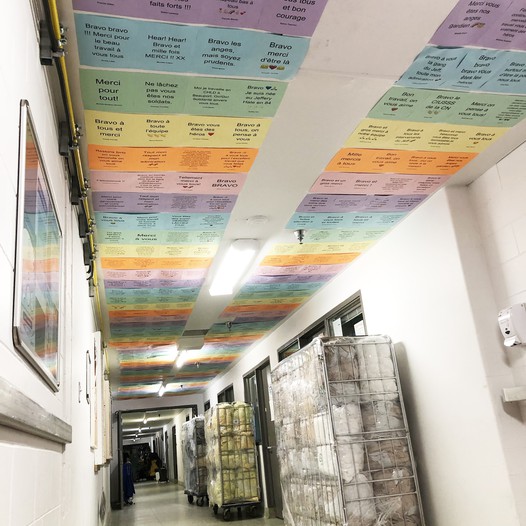 Paper on the ceiling like a rainbow